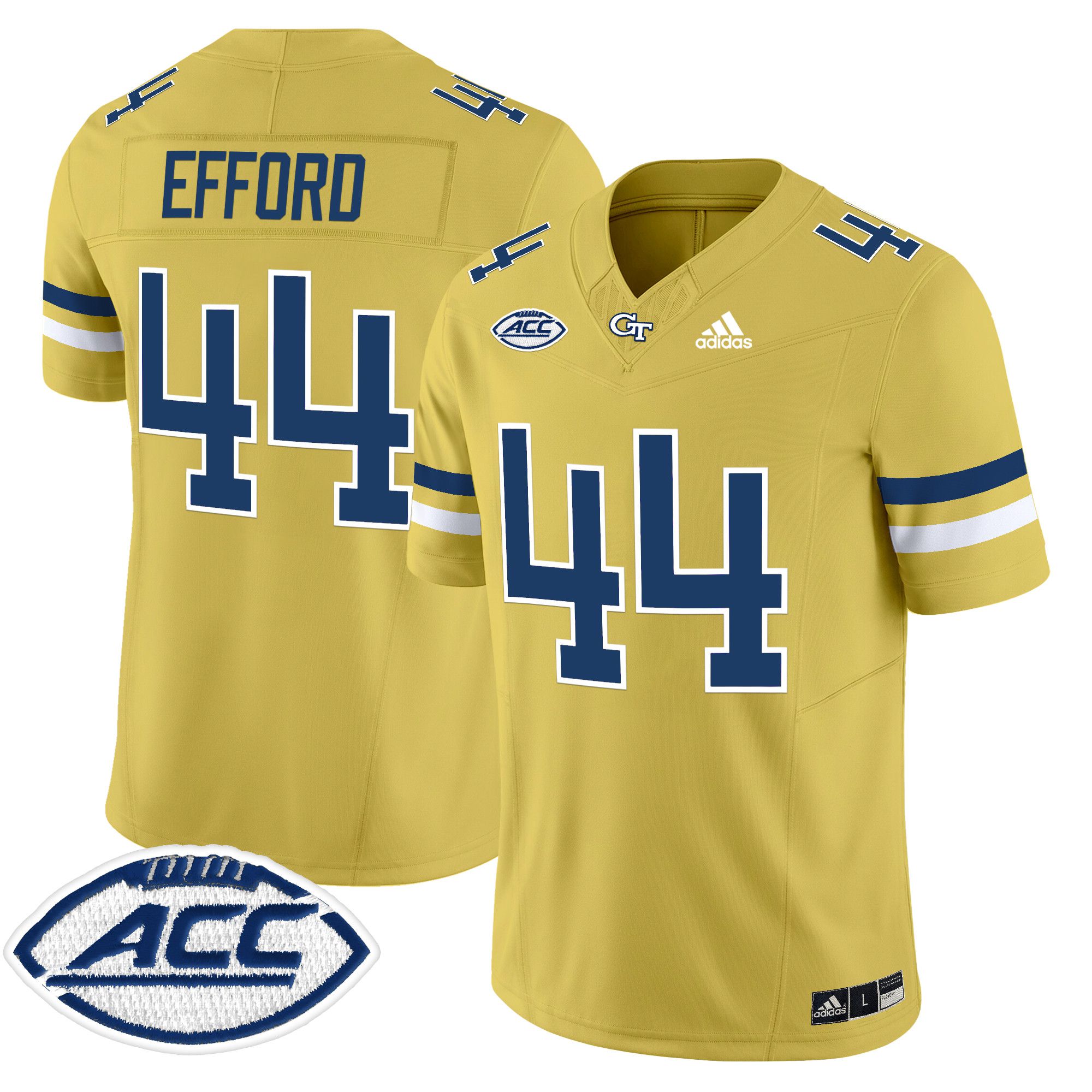 Men Georgia Tech #44 Efford Yellow Asidas 2024 Vapor Limited NCAA Jersey style 1->more ncaa teams->NCAA Jersey